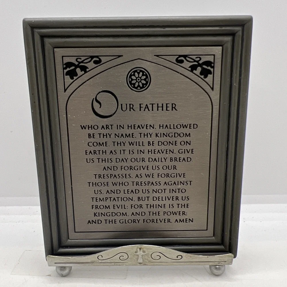 Vintage The Lord's Prayer Metal Plaque with stand by Russ Berrie (Harvest Moon)